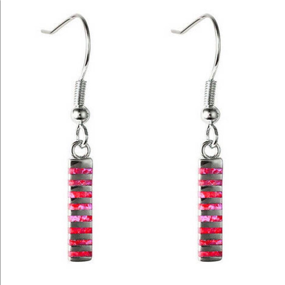 Brand New925 Silver PinkRed Fire Opal Earrings 17$